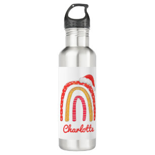 Merry Christmas Santa Hat Rainbow Personalised 710 Ml Water Bottle
