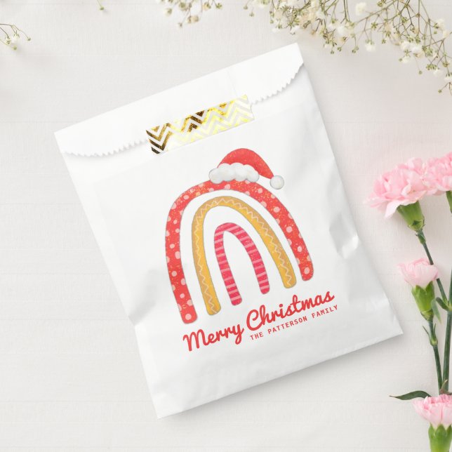 Merry Christmas Santa Hat Rainbow Personalised Favour Bags (Sealed)