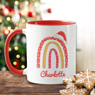 Merry Christmas Santa Hat Rainbow Personalised Mug