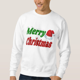 Merry Christmas Santa Hat red green typography Sweatshirt