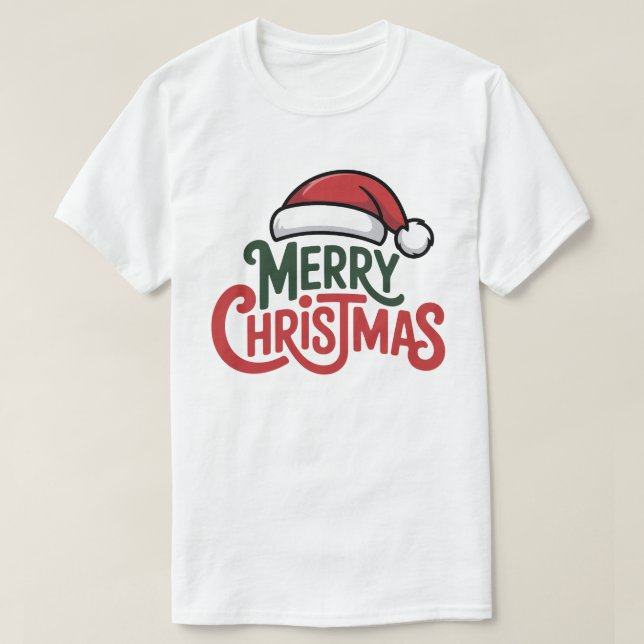 Merry Christmas Santa Hat Tee (Design Front)