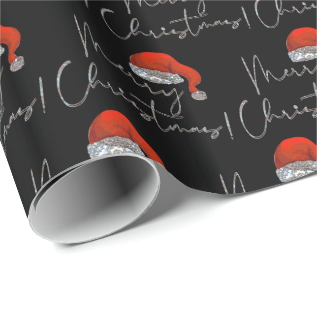 Merry Christmas Santa Hat Wrapping Paper (Roll Corner)