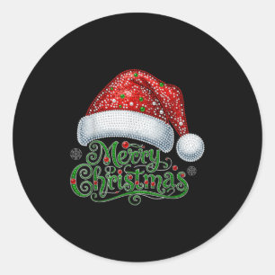 Merry Christmas Santa Hat Xmas Family Matching Paj Classic Round Sticker