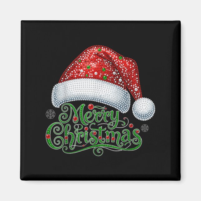 Merry Christmas Santa Hat Xmas Family Matching Paj Magnet (Front)