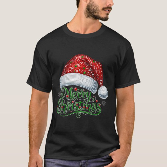 Merry Christmas Santa Hat Xmas Family Matching Paj T-Shirt (Front)
