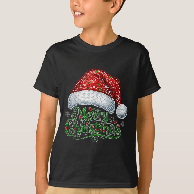 Merry Christmas Santa Hat Xmas Family Matching Paj T-Shirt (Front)