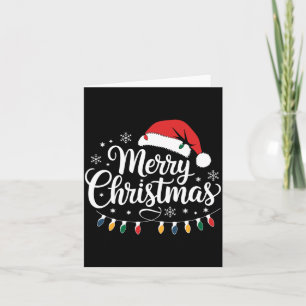 Merry Christmas Santa Hat Xmas Lights Red Family M Card