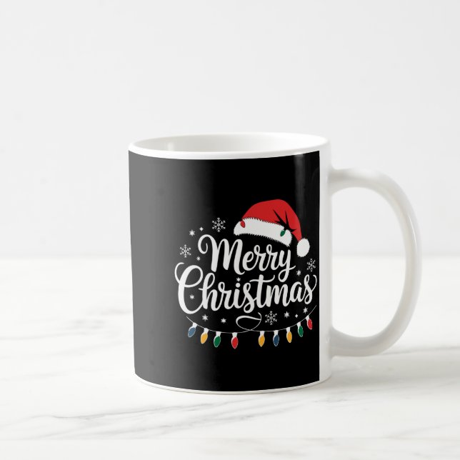 Merry Christmas Santa Hat Xmas Lights Red Family M Coffee Mug (Right)