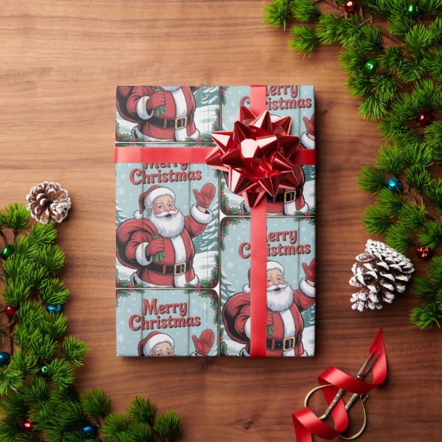 Merry Christmas Santa Holiday Christmas  Wrapping Paper (Holiday Gift)