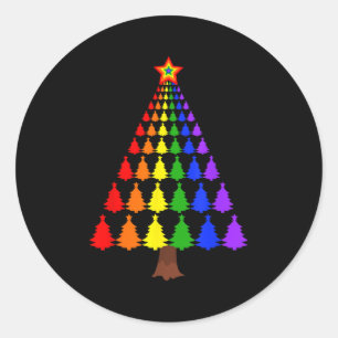 Merry Christmas Santa Human Lgbt Gay Pride Flag Xm Classic Round Sticker