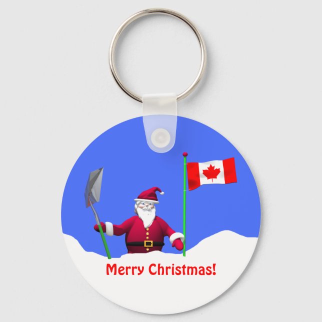 Merry Christmas Santa in Canada Key Ring (Front)