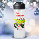 Merry Christmas Santa In Dump With Elf, Rudolph Water Bottle<br><div class="desc">Delightful Christmas Water Bottle for Kids: Santa,  Elf,  and Rudolph in a dump truck overflowing with gifts and candy canes. Make their holidays memorable with festive hydration!</div>