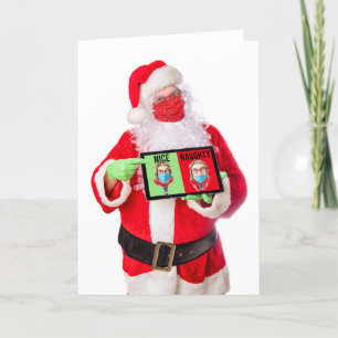 Merry Christmas Santa in Face Mask With List Humou Holiday Card