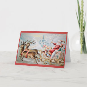 Merry Christmas - Santa in Sleigh Holiday Card