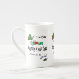 Merry Christmas, Santa is Coming to Town Bone China Mug