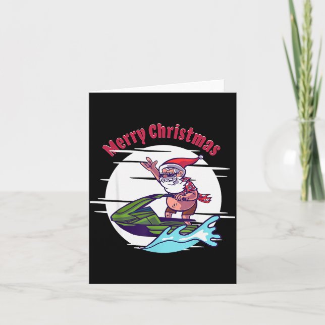 Merry Christmas Santa Jet Ski Watersrts  Card (Front)
