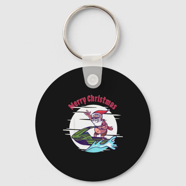 Merry Christmas Santa Jet Ski Watersrts  Key Ring (Front)