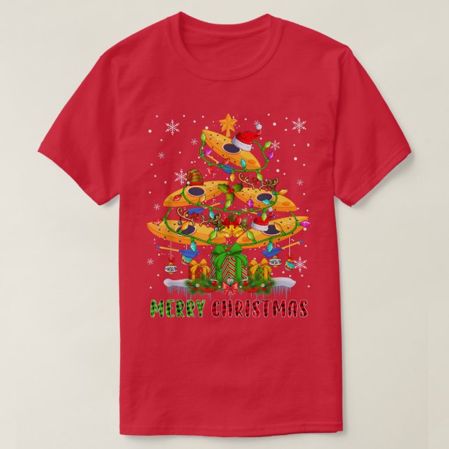 Merry Christmas Santa Kayak Boats Xmas Tree Light  T-Shirt (Design Front)