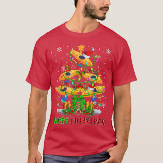 Merry Christmas Santa Kayak Boats Xmas Tree Light T-Shirt