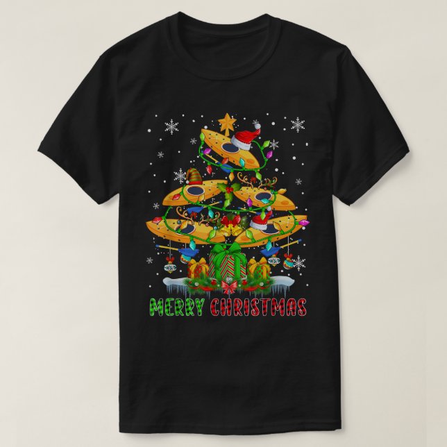Merry Christmas Santa Kayak Boats Xmas Tree Light  T-Shirt (Design Front)
