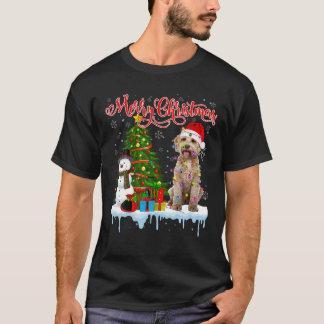 Merry Christmas Santa Labradoodle Light Xmas Tree  T-Shirt