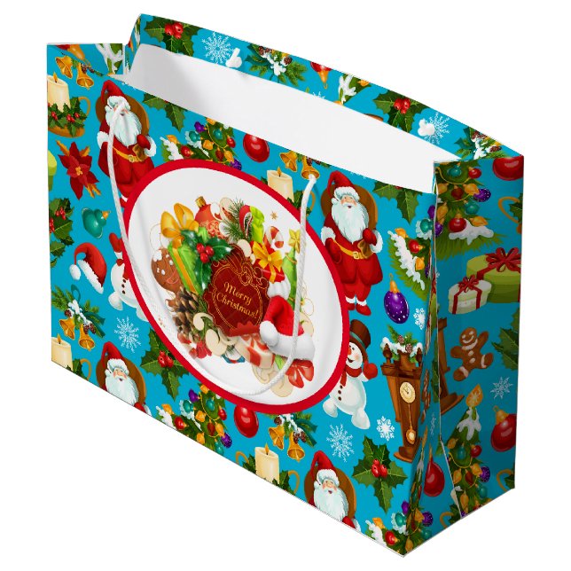 Merry Christmas Santa Large Gift Bag (Back Angled)