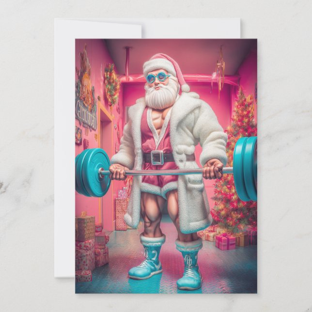 Merry Christmas | Santa Lifts More Than Gifts Holi Holiday Card (Front)