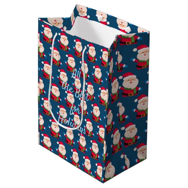 Merry Christmas Santa Medium Gift Bag (Front Angled)