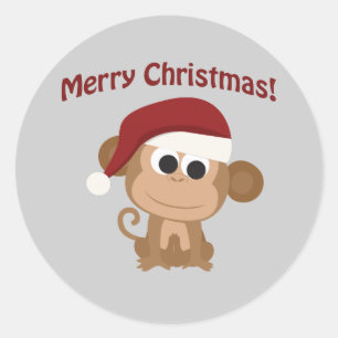 Merry Christmas! Santa Monkey Classic Round Sticker