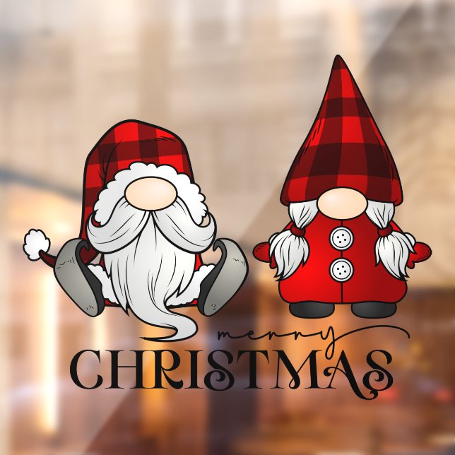 Merry Christmas Santa Mrs Claus Gnomes Business Window Cling (Sheet 2)