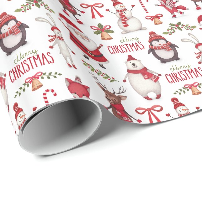 Merry Christmas Santa nad Friends Wrapping Paper (Roll Corner)