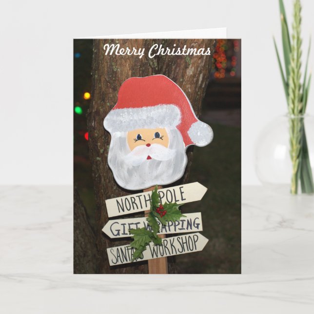 Merry Christmas Santa North Pole Holiday Card (Front)