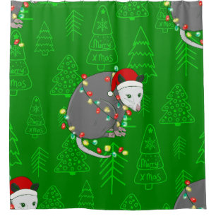 merry christmas santa opossum possum shower curtain