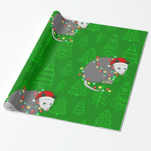merry christmas santa opossum possum wrapping paper