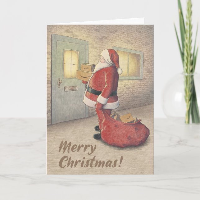 Merry Christmas Santa & Packages Blank Card (Front)