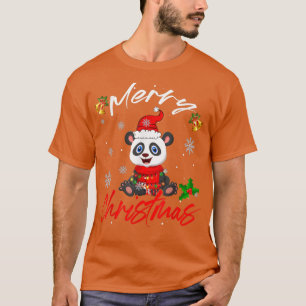 Merry Christmas Santa Panda Xmas Lights Funny Fami T-Shirt