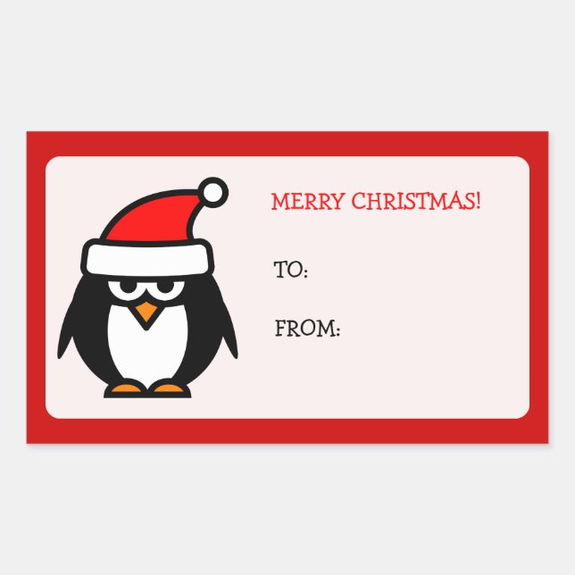 Merry Christmas Santa penguin to from gift labels (Front)