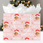 Merry Christmas Santa Photo Cute Face Pink Large Gift Bag<br><div class="desc">Make your gifts stand out this holiday season with a custom photo gift bag! This fun face-in-a-hole template is personalised with a favourite photo, and features a festive Santa Claus hat, complete with snowflakes, stars, and the greeting "Merry Christmas" in a cheerful font. It's a simple, stylish design, perfect for...</div>
