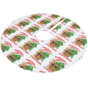Merry Christmas Santa Pineapple Brushed Polyester Tree Skirt
