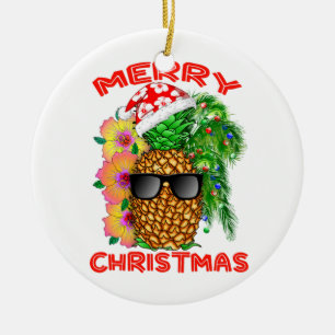 Merry Christmas Santa Pineapple Ceramic Tree Decoration