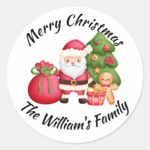 Merry Christmas Santa Printed Classic Round Sticker
