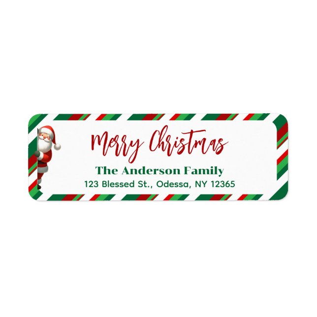 Merry Christmas Santa Red + Green Return Address (Front)
