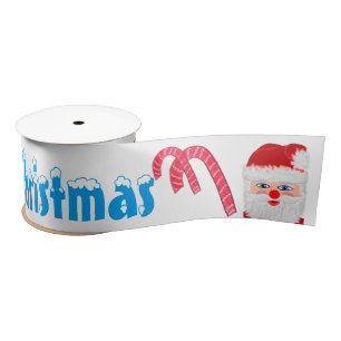 Merry Christmas Santa Reindeer 3 INCH Satin Ribbon