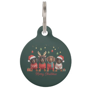 Merry Christmas Santa Reindeer Dachshund Weiner Pet Tag