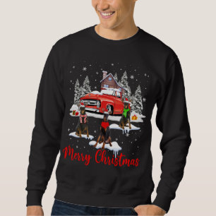 Merry Christmas Santa Reindeer Dobermann With Red Sweatshirt