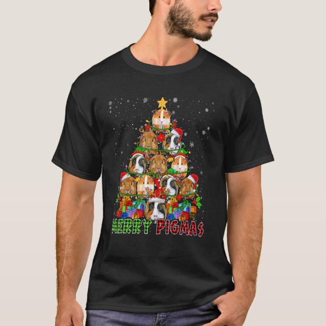 Merry Christmas Santa Reindeer Elf Guinea Pigs Xma T-Shirt (Front)