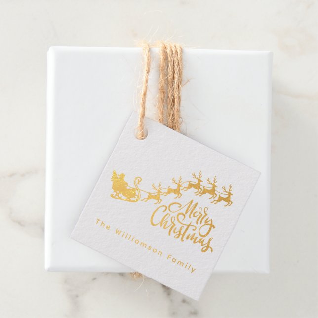 Merry Christmas Santa Reindeer  Favour Tags (With Box)