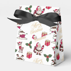 Merry Christmas Santa Reindeer Gifts Holly Favour Box