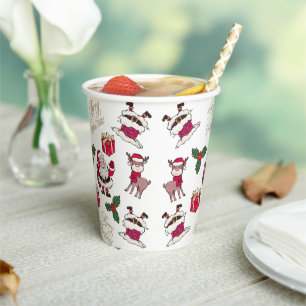 Merry Christmas Santa Reindeer Gifts Holly Paper Cups