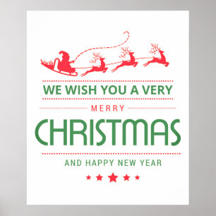 Merry Christmas Santa Reindeer   Holidays Poster